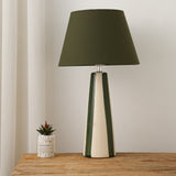 Olive Green and Cream Ceramic Modern Table Lamp with Olive Green Shade 52cm