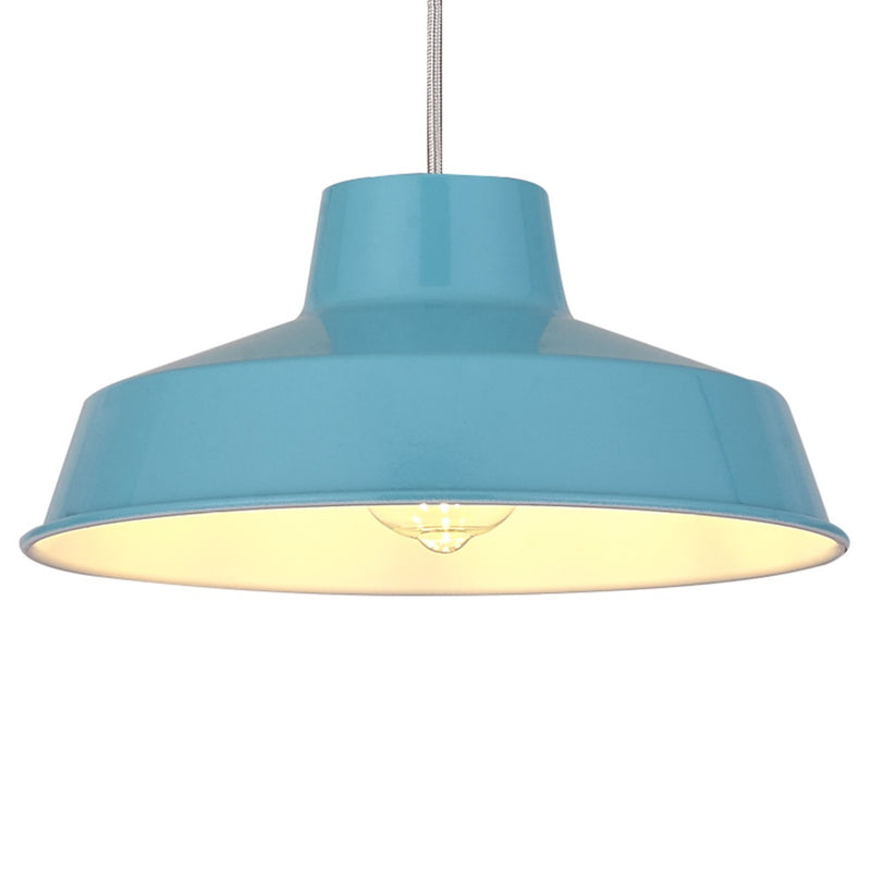 Duck Egg Blue Metal Coolie Vintage Retro Easy Fit Pendant Shade 30cm