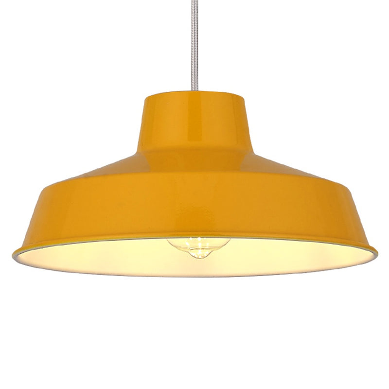 Mustard Yellow Metal Coolie Vintage Retro Easy Fit Pendant Shade 30cm
