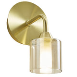 Britalia BRSPA-35811-CHAMP Satin Brass &amp; Champagne Glass Bathroom Vintage Single Lamp Wall Light - 18.5cm Height