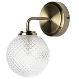 Britalia BRSPA-37576-ABRS Antique Brass Bathroom Vintage Wall Light with Rib Globe Glass IP44 - 22cm Height