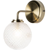 Antique Brass Bathroom Light with Decorative Glass ip44