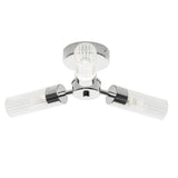 Britalia BRSPA-39650-CHR Polished Chrome &amp; Ribbed Glass Bathroom Vintage 3 Lamp Ceiling Light IP44 - 39cm Diameter
