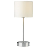 Satin Chrome Modern Slimline Touch Control Table Desk Lamp with Cream Suede Drum Shade 40cm
