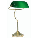 Polished Brass Traditional Table Lamp with Green Shade 45cm