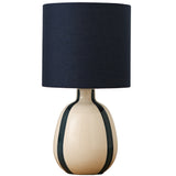 Britalia BRTOGABL/TL Navy Blue and Cream Ceramic Modern Table Lamp with Navy Blue Drum Shade - 42cm Height