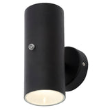 LED Black Outdoor Modern Cylindrical Up & Down Wall Light with Photocell