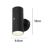 Black Up Down Exterior Wall Light with Photocell