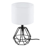 Black Wire Vintage Table Lamp with White Shade