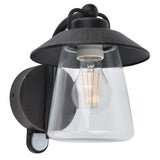 Britalia BR5264207213 Black Rust Outdoor Vintage Swan Neck Down Lantern Wall Light with PIR Sensor - 22cm Height