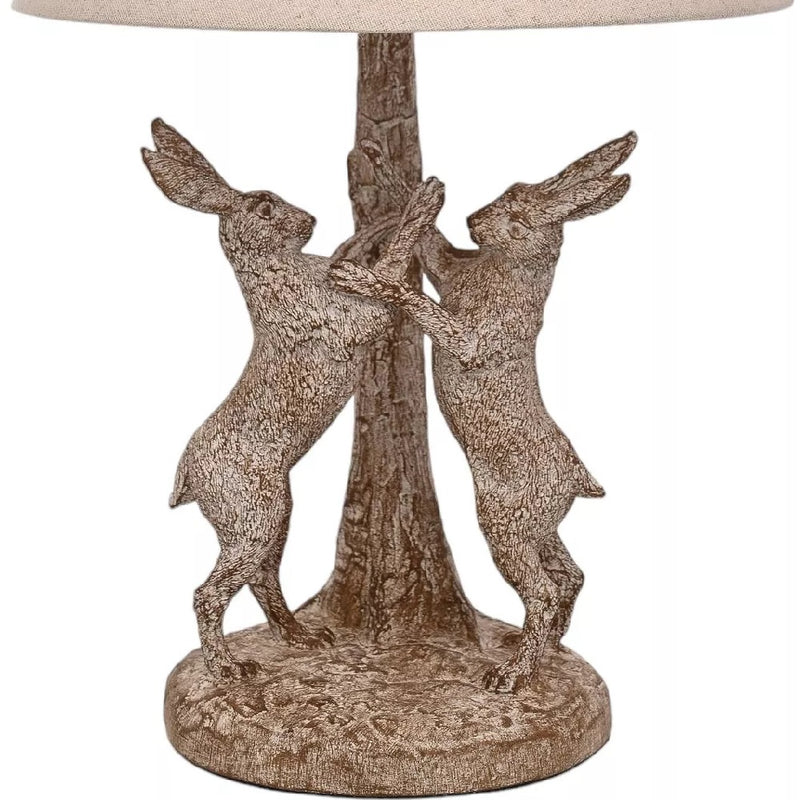 Brown Fighting Hares Table Desk Lamp