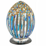 Britalia BRLM72BD Blue Art Deco Flower Tile Mosaic Glass Vintage Egg Table Lamp 30cm