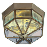 Antique Brass Traditional Octagonal Flush Ceiling Light 230mm