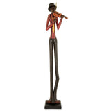 Brown & Red Resin Standing Jazz Violinist Musician Sculpture Figurine 60cm