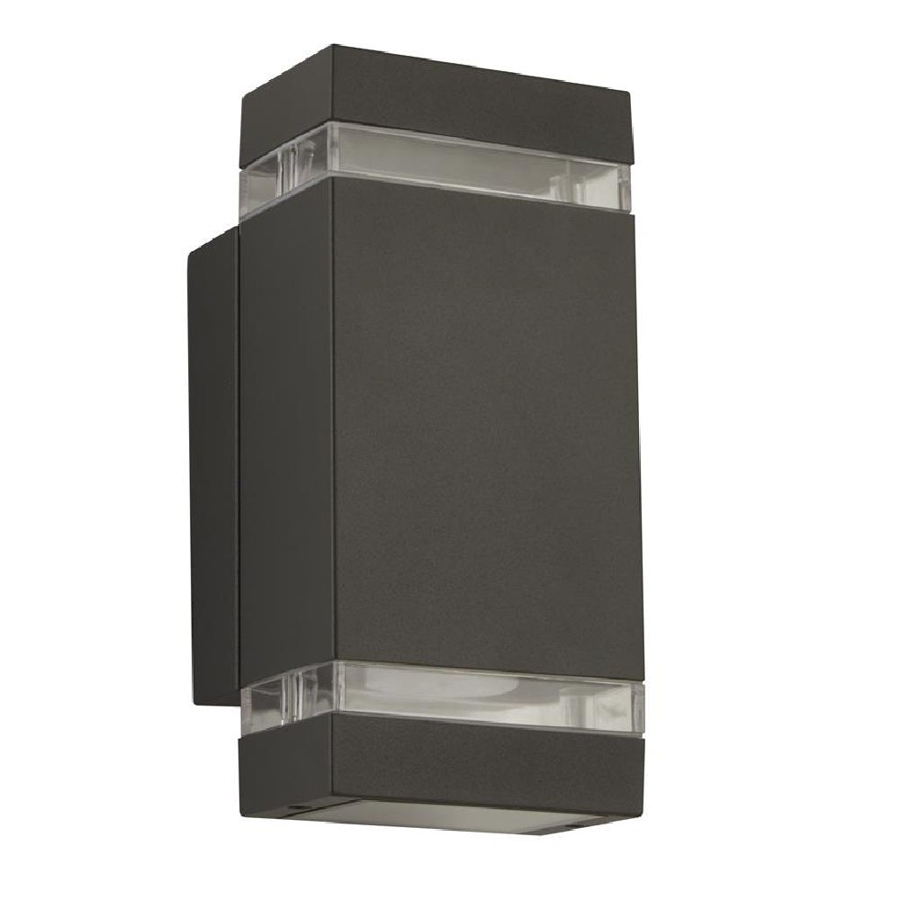 LED Anthracite Outdoor Rectangular Modern Up & Down Wall Light IP44 ...