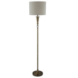 Antique Brass Vintage Floor Lamp with Oatmeal Linen Drum Shade 165cm