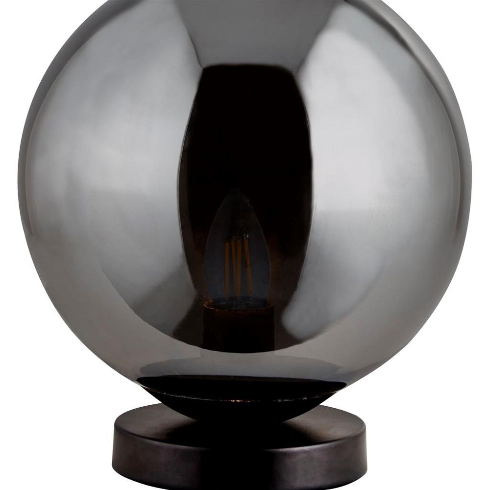1025-1SM | Matt Black & Smoked Glass Vintage Retro Table Lamp Light