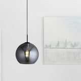 Black & Smoky Glass Globe Pendant Ceiling Light