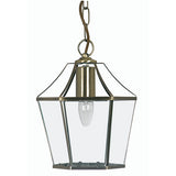 Antique Brass & Glass Panel Vintage Lantern Pendant Light 22cm
