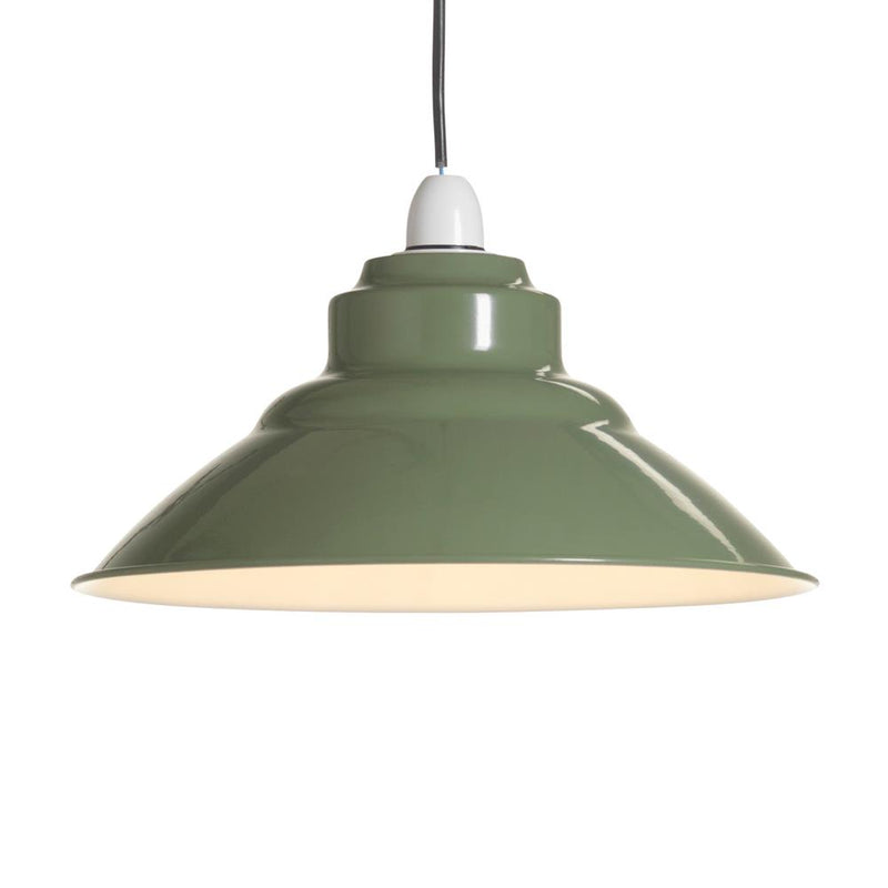 Sage Green Metal Vintage None Electric Easy Fit Dome Pendant 31cm