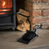 Dustpan & Brush Set for Fireplaces Black Silver