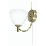 Oaks 1178/1 AB Hamburg Antique Brass Traditional Switched Wall Light with Glass Shade