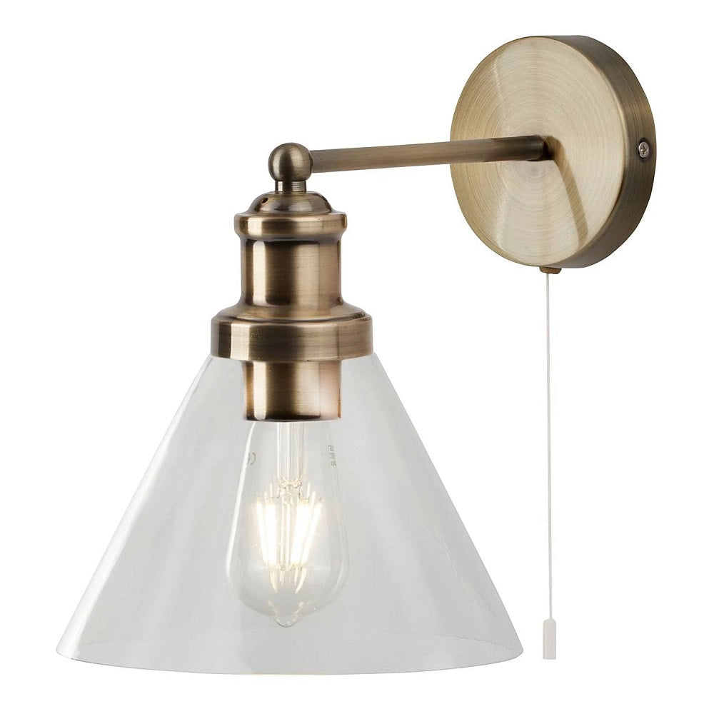 Antique Brass With White Glass Cone Outdoor Wall Lamp - A (LED