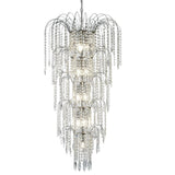 Chrome & Crystal Glass Traditional 13 Lamp Tiered Chandelier Pendant Light 58cm