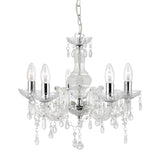 Clear & Chrome 5 Lamp Traditional Chandelier Pendant Ceiling Light 480mm