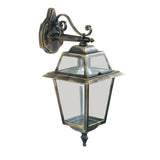 Black & Gold Outdoor Traditional Down Lantern Wall Light IP44