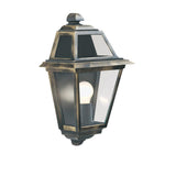 Black & Gold Outdoor Traditional Half Lantern Flush Wall Light IP44
