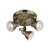 Antique Brass 3 Lamp Vintage Round Plate Spot Light