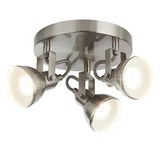 Satin Silver Vintage 3 Lamp Adjustable Head Round Plate Spot Light 300mm