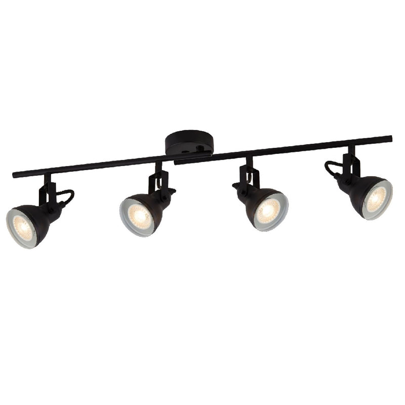 Matt Black Industrial 4 Lamp Adjustable Split Bar Spot Light 805mm