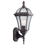 Rustic Brown & Bevel Glass Outdoor Up Lantern Wall Light