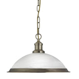 Aged Brass & White Marble Dome Pendant Light
