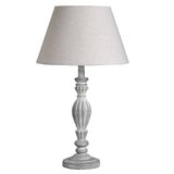 Grey Washed Wood Vintage Rustic Table Lamp with Linen Fabric Shade 40cm