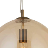 Brass & Amber Glass Dome Pendant Light