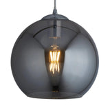 Chrome & Smoky Glass Dome Pendant Light