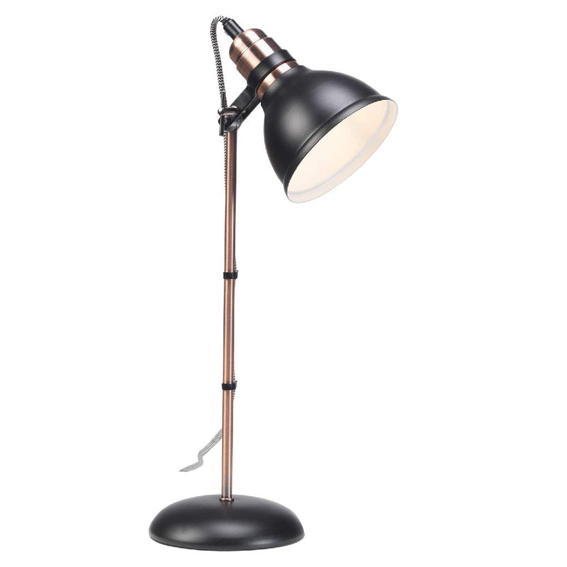Black & Copper Vintage Dome Head Table Desk Lamp 49cm