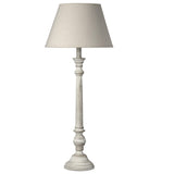Britalia BR18558 Lime Washed Wood Vintage Rustic Candlestick Table Lamp with Linen Shade 60cm