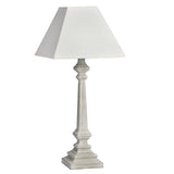 Britalia BR18559 Grey Washed Wood Vintage Rustic Square Column Table Lamp with Linen Shade 51cm