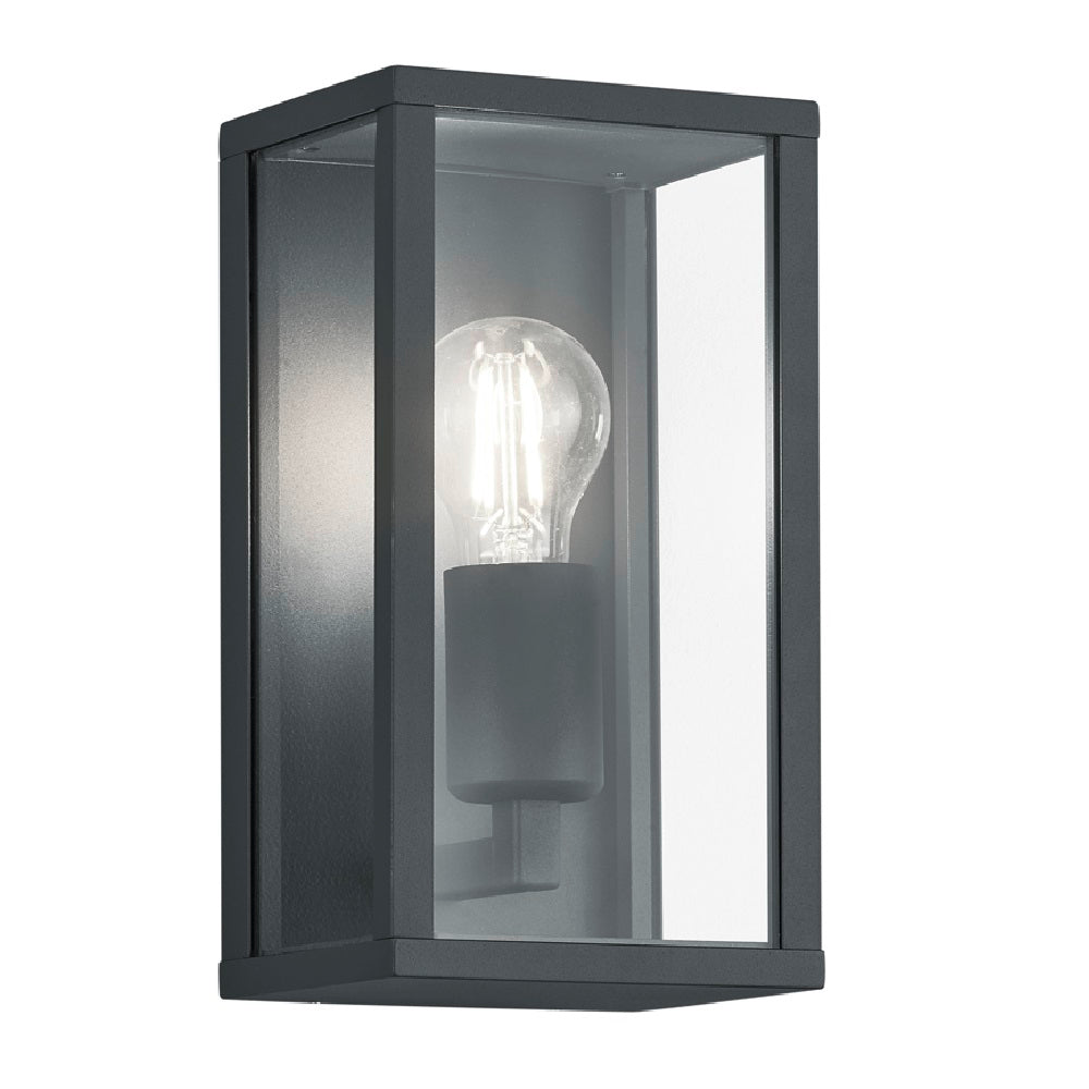 Anthracite & Glass Panel Vintage Rectangular Outdoor Wall Light