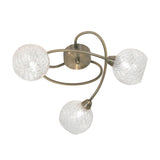 Oaks 2021/3 AB Tarn Antique Brass 3 Lamp Decorative Semi Flush with Glass Shades