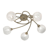 Antique Brass 5 Lamp Decorative Semi Flush with Glass Shades