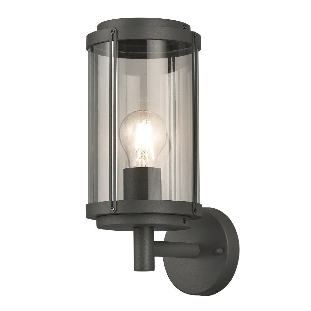 Anthracite & Clear Cylinder Shade Outdoor Wall Light