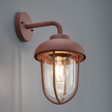 Antique Brown Rusty Vintage Down Lantern Swan Neck Wall Light