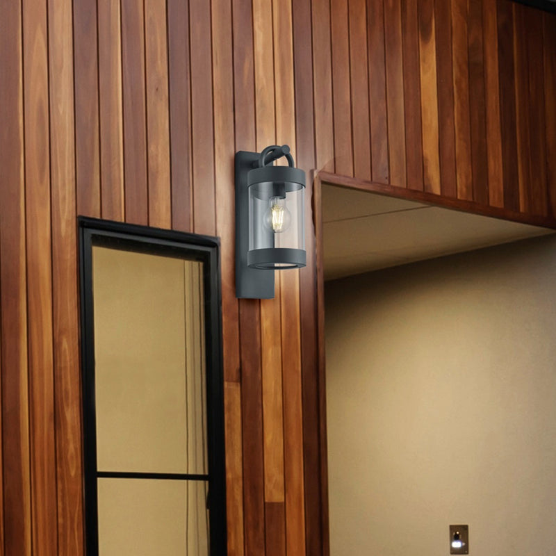 Anthracite Dark Grey Vintage Down Lantern Photocell Wall Light