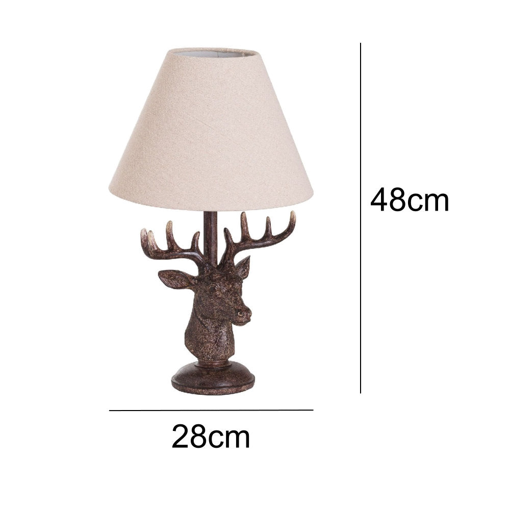 Rustic Stag Deer Head Table Lamp