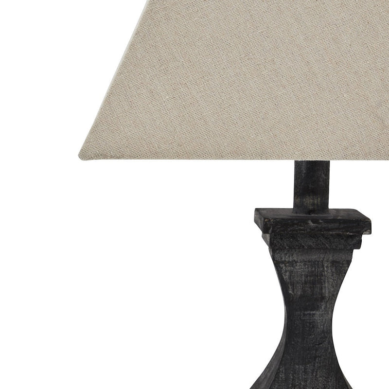 Dark Grey White Wash Wood Table Desk Lamp